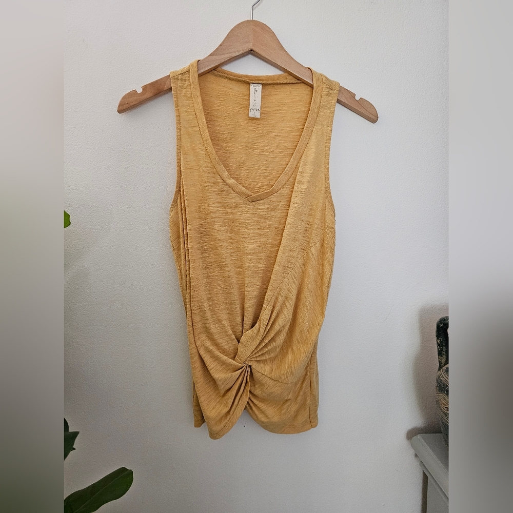 Yellow Sleeveless Twist Front Top